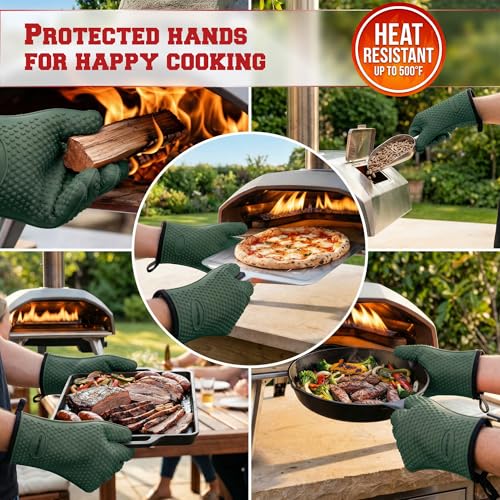 Silicone Pizza Oven Gloves (Timber Green / One Size Fits Most)