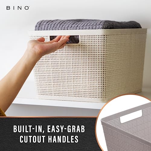 Woven Plastic Basket (Natural Grey / 3PK- L)