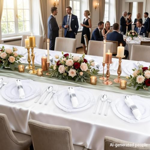 400PCS Silver Wrapped Silverware Set Disposable Hammered for Wedding (Silver - Hammered)