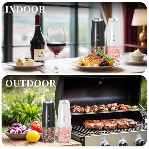 Rechargeable Salt Pepper Grinder Set (Black+White-Set)