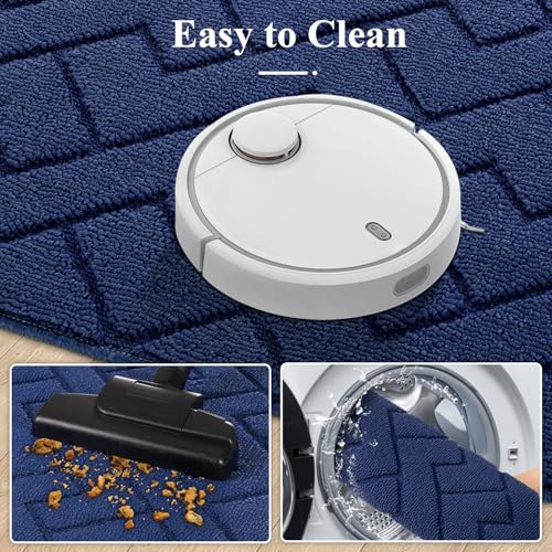 Kitchen Runner Rug (Navy Blue / 24"x71"+20"x32")