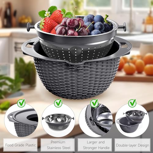 4 1 Colander with Lid Set (Dark Gray)