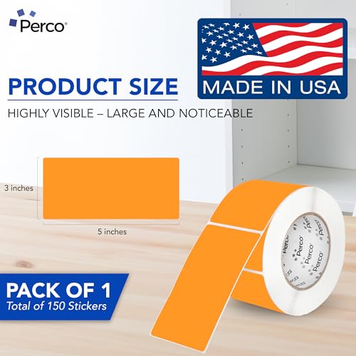 Neon Orange 3x5 Inch Perforated Sticker Labels (Mini Roll / Neon Orange)
