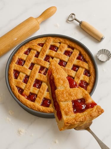 10×2.6 Inch Deep Pie Pan with Cake Server for Pie Tart Quiche Baking. Round Cake Pan with Non (10IN)
