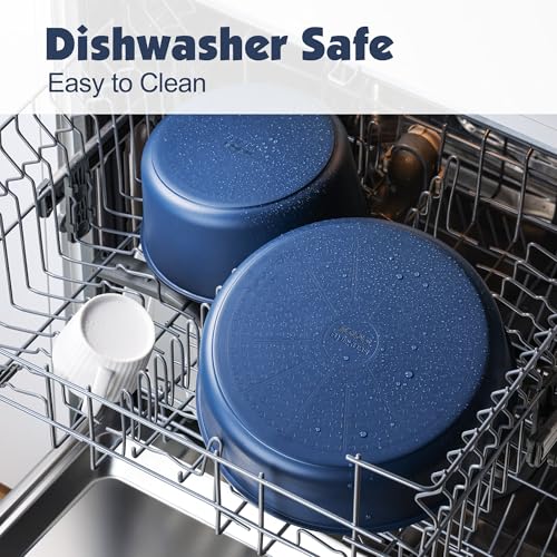 24 Piece Ceramic Detachable Handle Pots and Pans Set Navy (Navy / 24 Piece)