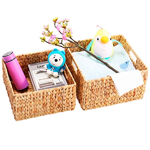 Water Hyacinth Storage Baskets for Organizing (13 x 13 x 7.5 inches / Natural (Water Hyacinth))