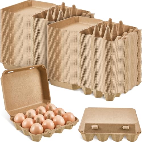 100 Pcs Egg Cartons Bulk 3x4 Style Egg Storage Containers Holder for Fresh Duck Quail Storage Kitchen Family Farmhouse (3x4 / Natural Color)