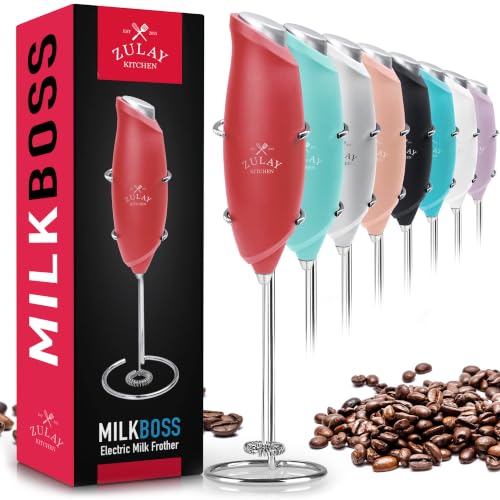 Premium One Touch Milk Frother for Coffee (Ruby Red / Gift Box Frother)
