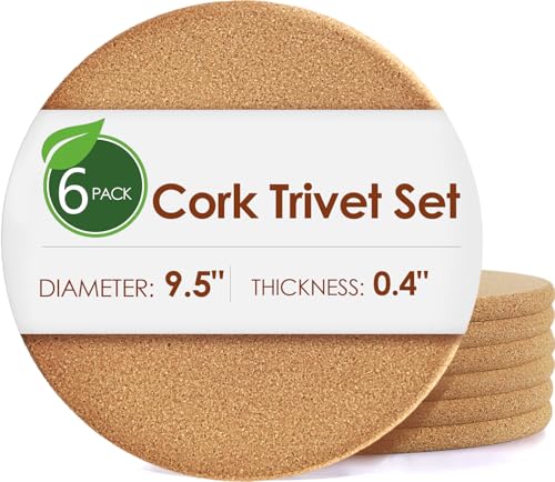 6 Pack Extra Large Cork Trivet (07-9.5 Inch 6pcs Round)