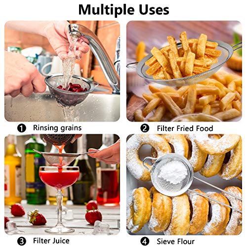 3Pcs Super Wire Extra Fine Mesh Strainer with Handle