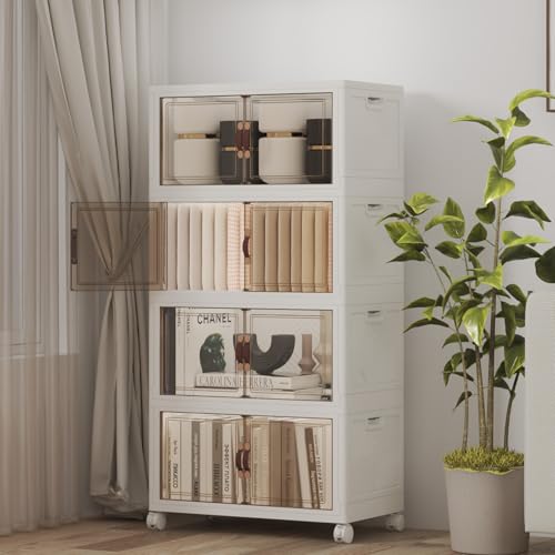 208QT Stackable Storage Bins with Lids (White / 19.7"L)