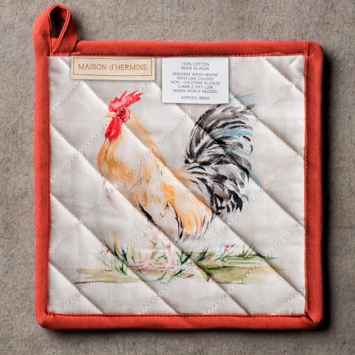 Pot Holders 100% Cotton Potholders (009 - Campagne / 8" x 8" (Pot Holder Pack of 1))