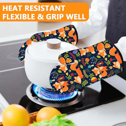 Cute Fox Oven Mitts and Pot Holders Sets 4Pcs (Cute Fox)