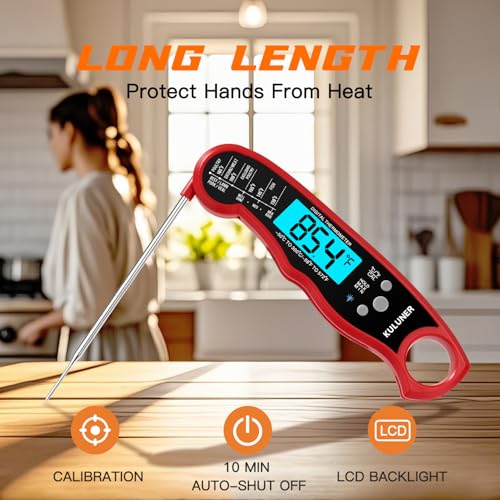 Digital Instant Read Meat Thermometer for Cooking (Red)