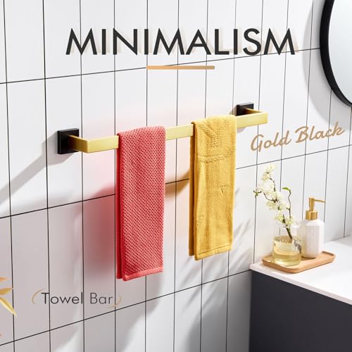 24 Inch Towel Bars for Bathroom Wall Mounted Kitchen Towel Rack Holder T (Black Gold / 24-Inch)