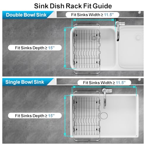 Dish Drying Rack Over the Sink (Gunmetal Grey / For 11.5"-30"W Sink)