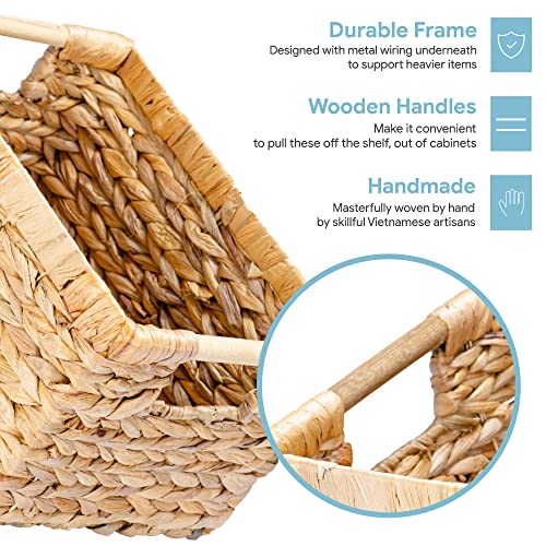 Natural Water Hyacinth storage basket with Handle (Water Hyacinth / 3-Pack Medium (12.2"L x 8.9"W x 6.9"H))