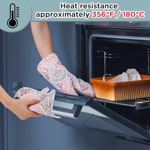 Oven Gloves Heat Resistant Potholder Set Oven Gloves with Anti (Mandala - Set)
