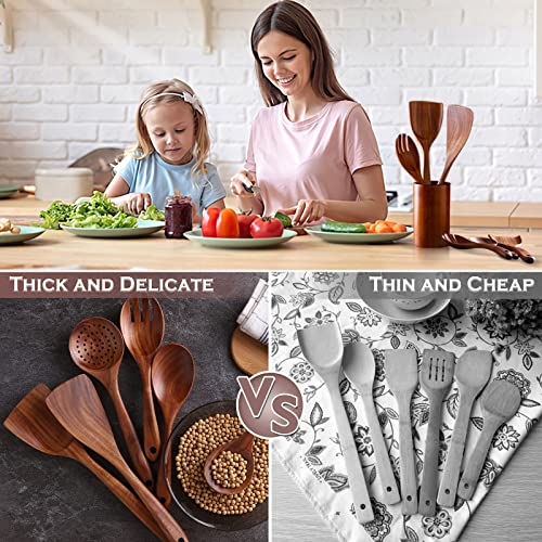 6 Piece Teak Wood Cooking Utensil Set (6 Count)