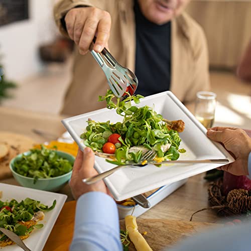 Compostable Square Paper Plates 8 Inch 100 Pack Disposable Plates (White / 8 inch)