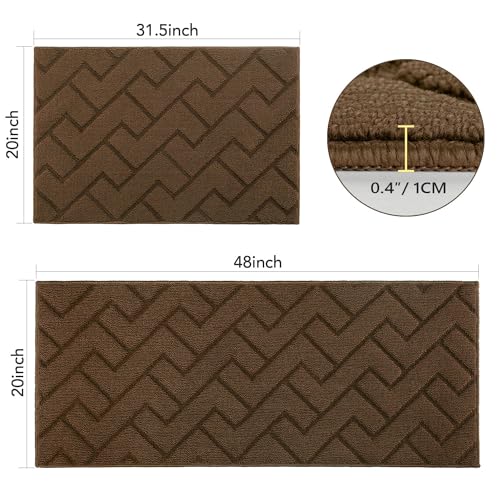 Kitchen Runner Rug (Dark Brown / 20"x48"+20"x32")