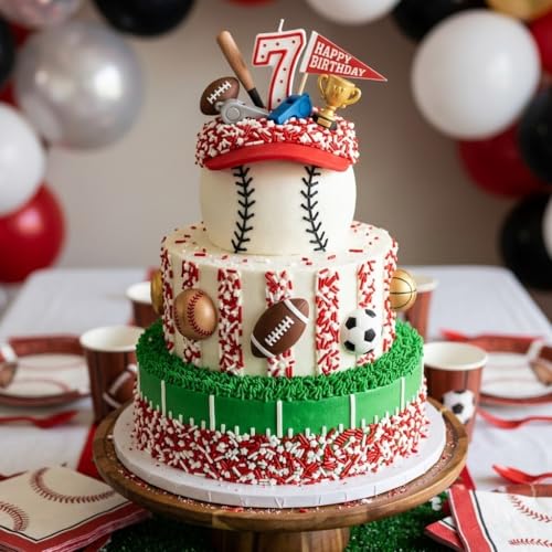 Sprinkles Edible Cake and Cupcake Sprinkles with Assorted Shapes and Sizes for Parties (Red White)