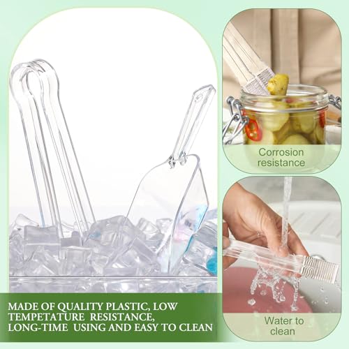 6 Combo Pack 3 Clear Plastic Serving Tongs and 3 Mini Kitchen Candy Scoops
