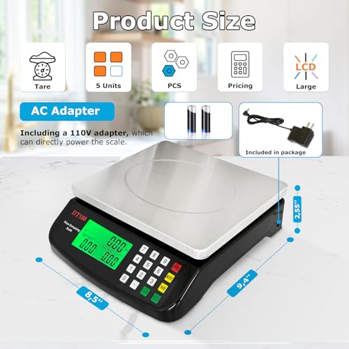 Large Digital Kitchen Scale 40kg (Black 40kg)