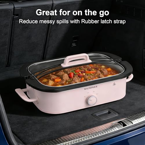 4 Quart Slow Cooker with Casserole Manual Warm Setting (4 Quarts / Manual Pink)