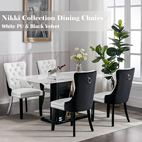 Black and White Dining Chairs Set of 4 (White)