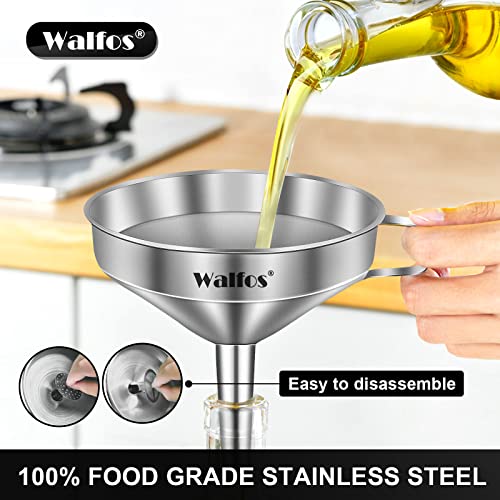 3Pcs Kitchen Funnel with 2 Removable Strainer ＆ 1 Cleaning Brush & 1Pc 200 Mesh Food Filter Strainer