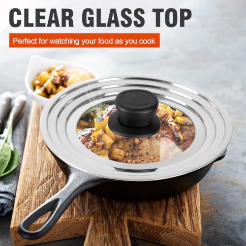 Universal Lids with Tempered Glass Top Fits 6