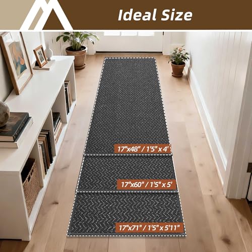 Dirt Trapper Door Mat 17"x60" Non Slip Washable Dark Grey (Dark Grey / 17" x 60")