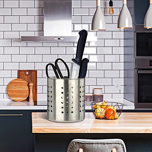 Stainless Steel Utensil Holder Kitchen Holder Restaurant Cooking Utensil Holder for Forks Spatula