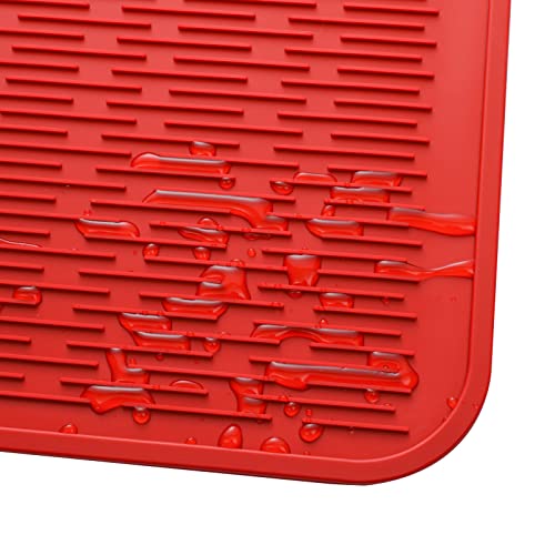 Silicone Dish Drying Mat for Multiple Usage (Red / 32"L x 18"W)