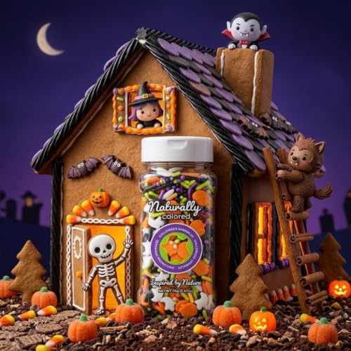 Natural Halloween Sprinkles Black and Orange Cake Decorations (Orange, Black, White, purple)