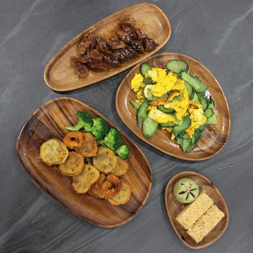 Acacia Wooden Serving Platters Set of 4