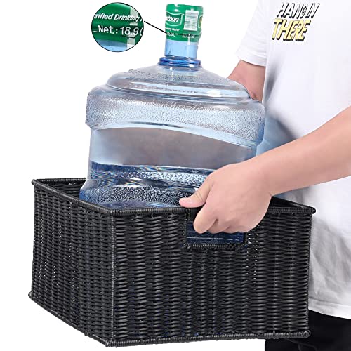 Large Wicker Baskets for Storage (15 x 12.8 x 7.5 inches / Black)