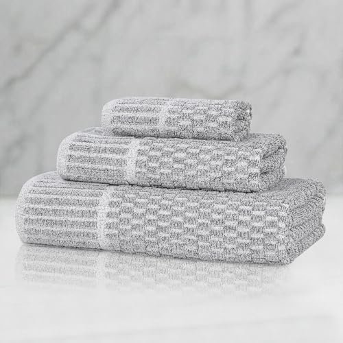 Juno Viscose Cotton Blend Medium Weight Towels (3 Piece Towel Set / Charcoal)
