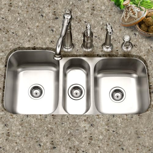 MGT-4120-1 Medallion Gourmet Series Undermount Stainless Steel Triple Bowl Kitchen Sink (Pack of 1 / Satin)