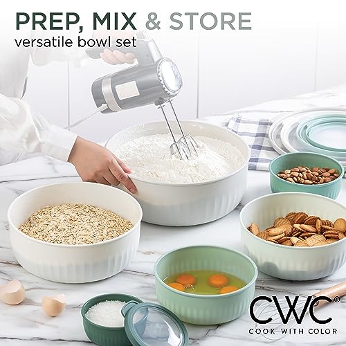 Prep Bowls with Lids (Green / 12 Piece Set - Wide Bowls)