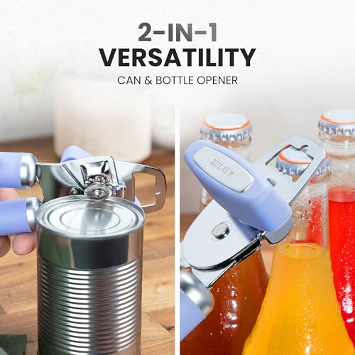 Manual Can Opener Heavy Duty Patented Stainless Steel (Periwinkle / Comfy Grip)