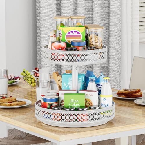 2 Tier Lazy Susan Organizer (2 Tier White)
