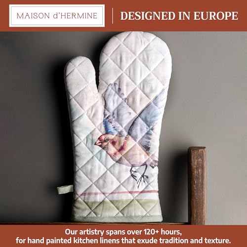 Maison d'Hermine Oven Gloves 100% Cotton Oven Mitt (070 - Flying Birds / 7.5" x 13" (Oven Mitt))