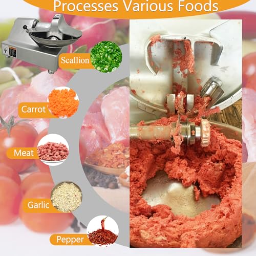 110V Commercial Food Processor Electric Food Cutter Meat Vegetable Chopper Grinder Machine with 5.5L Capacity for Vegetables Fruits Meat Grains Peanut Ginger Garlic