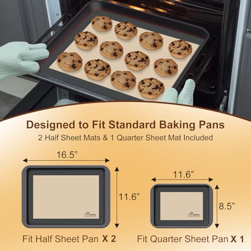 Silicone Baking Mats 3 Pack (3pcs: Grey)