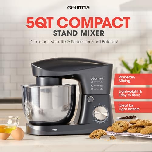 5 Quart 10 Speed Electric Stand Mixer with Bowl + Shield (5 QT)