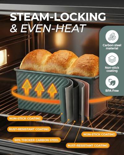 2 Pack 1 LB Pullman Loaf Pan with Lid (Sage Green / 2*1LB)
