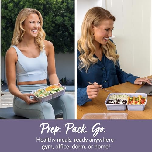Prep 3 Compartment Meal Prep Containers with Lids (Lilac)