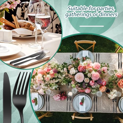 100 Pieces Stainless Steel forks and knives Dinner Flatware Set Tableware Cutlery for Butter Kitchen Restaurant (8.4 Inches, 7.1 Inches / Black)